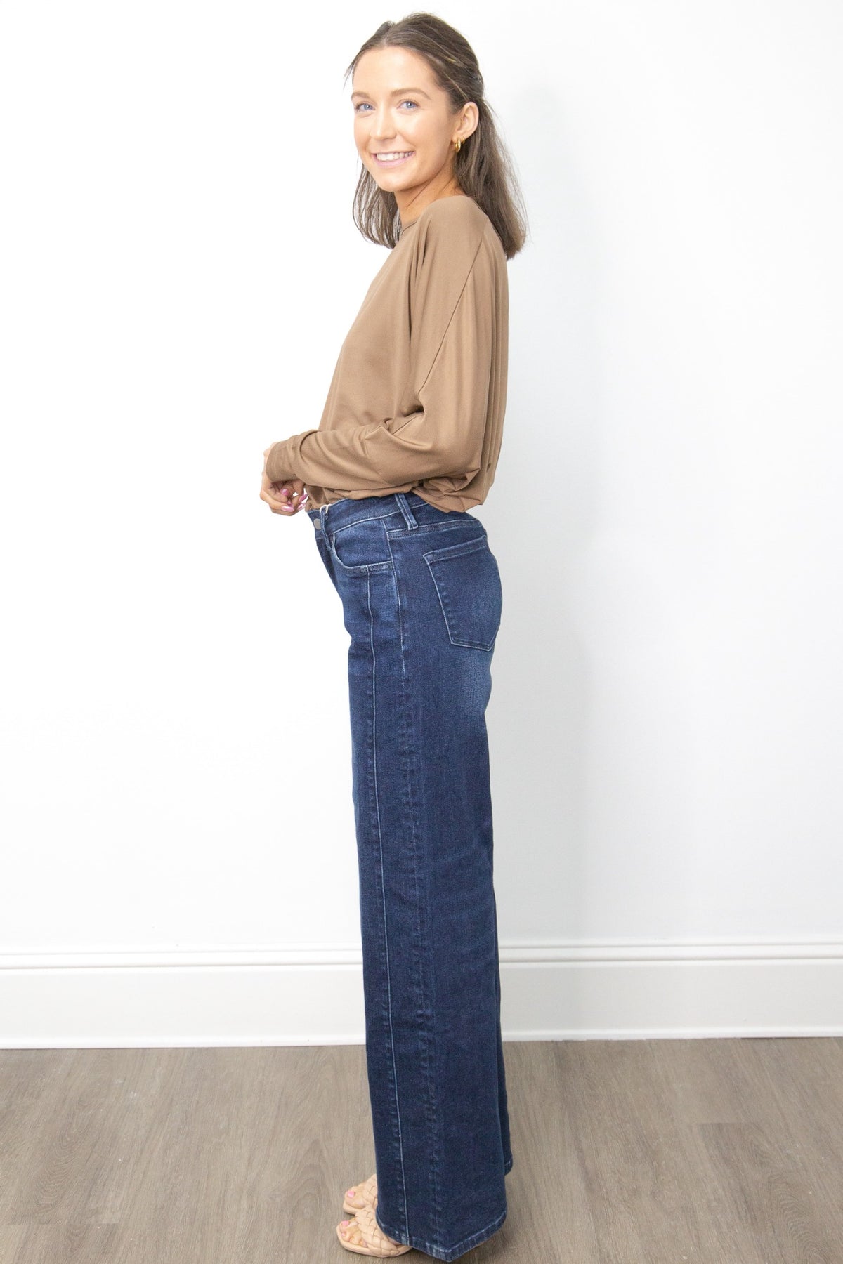 The Bronwyn Wide Leg Jeans - Dark Wash