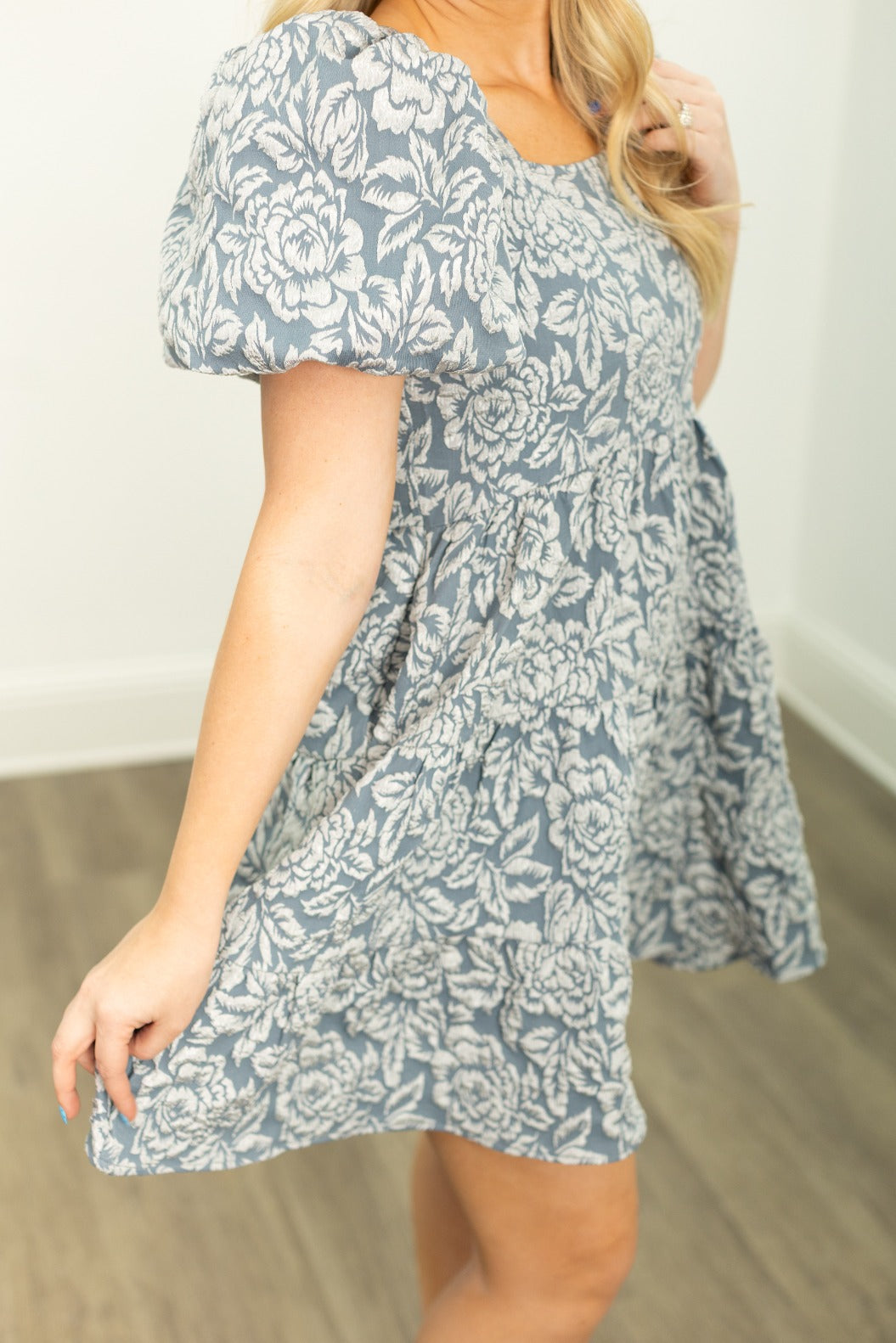 The Lindy Jacquard Dress - Blue