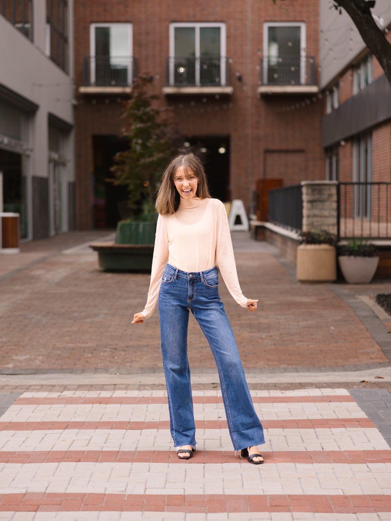 The Julissa Pearl Mesh Top - Champagne