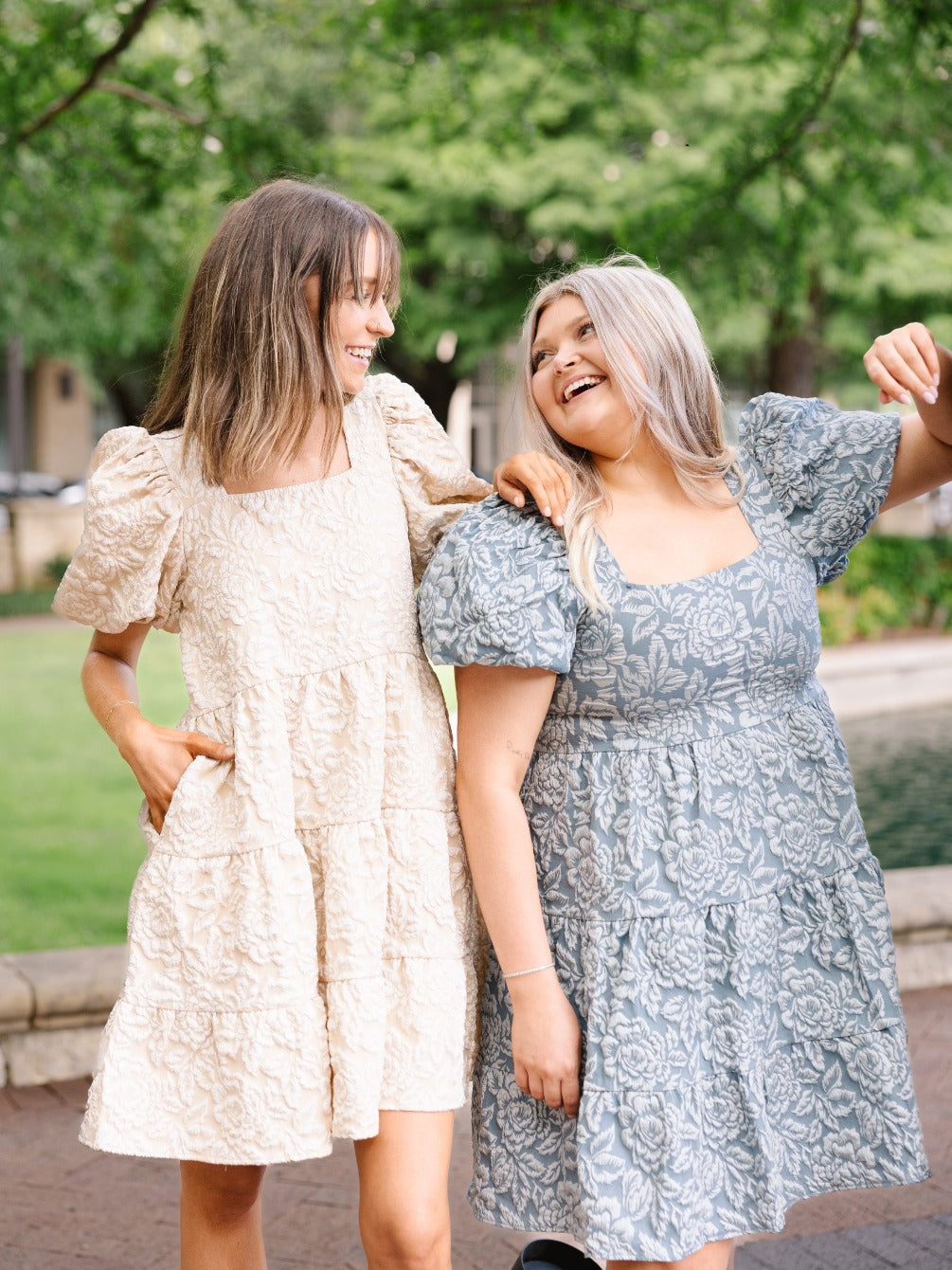 The Lindy Jacquard Dress - Blue