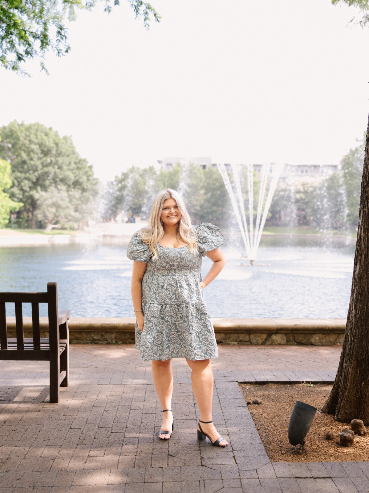The Lindy Jacquard Dress - Blue