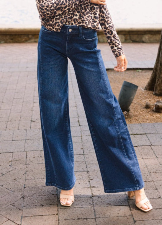 The Bronwyn Wide Leg Jeans - Dark Wash