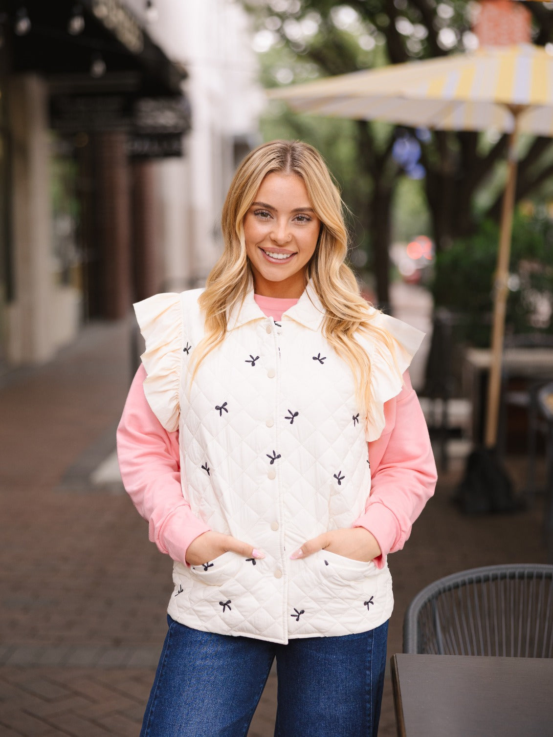 The Sophy Quilted Puffer Vest - Bows
