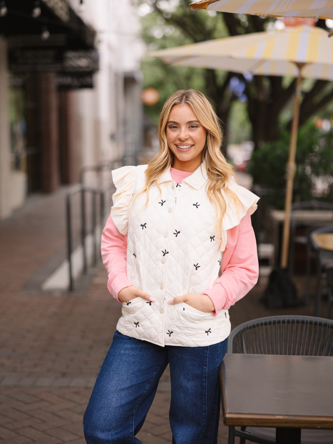The Sophy Quilted Puffer Vest - Bows
