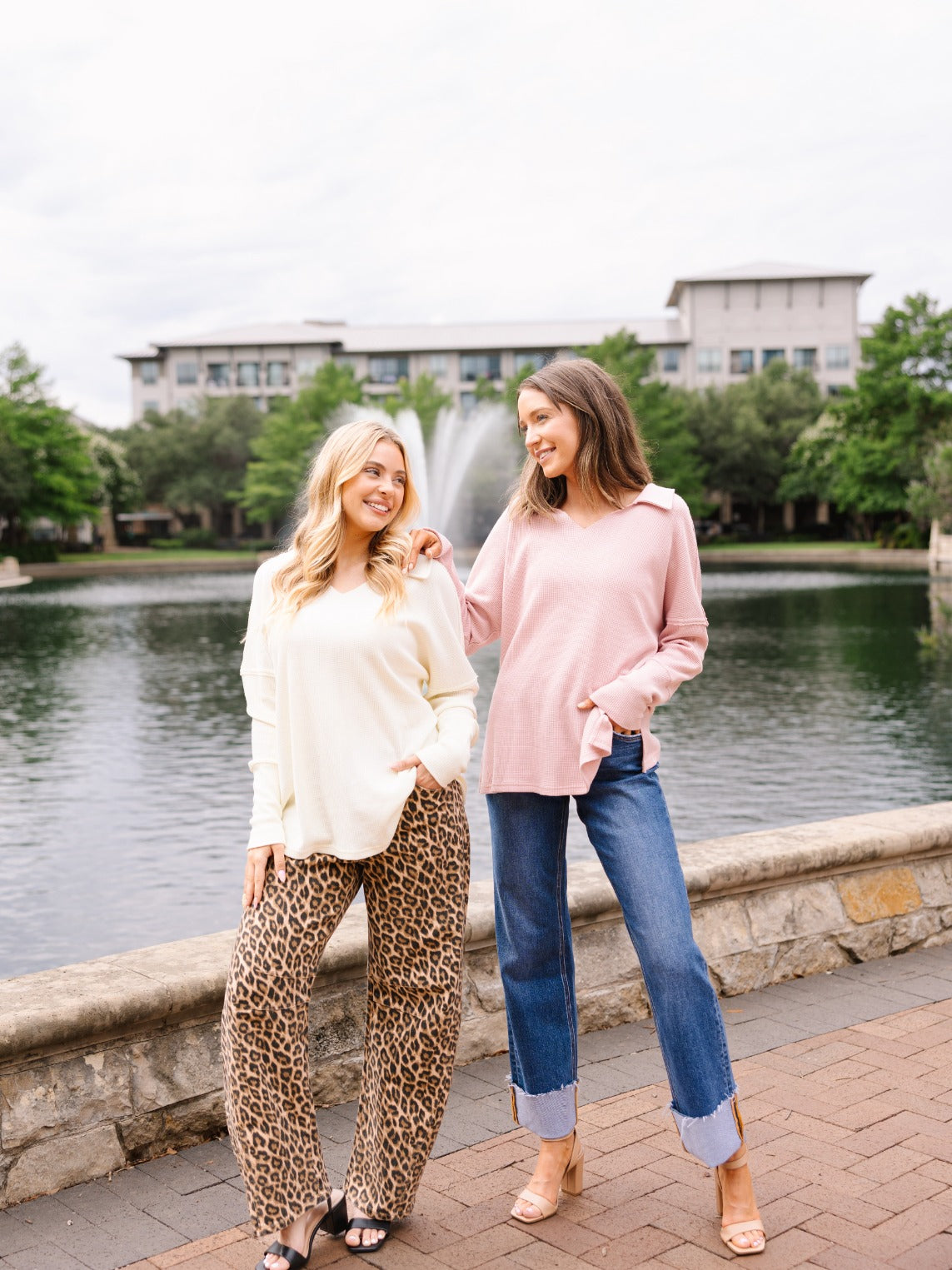 The Emilee Waffle Knit Long Sleeve Top - Ivory