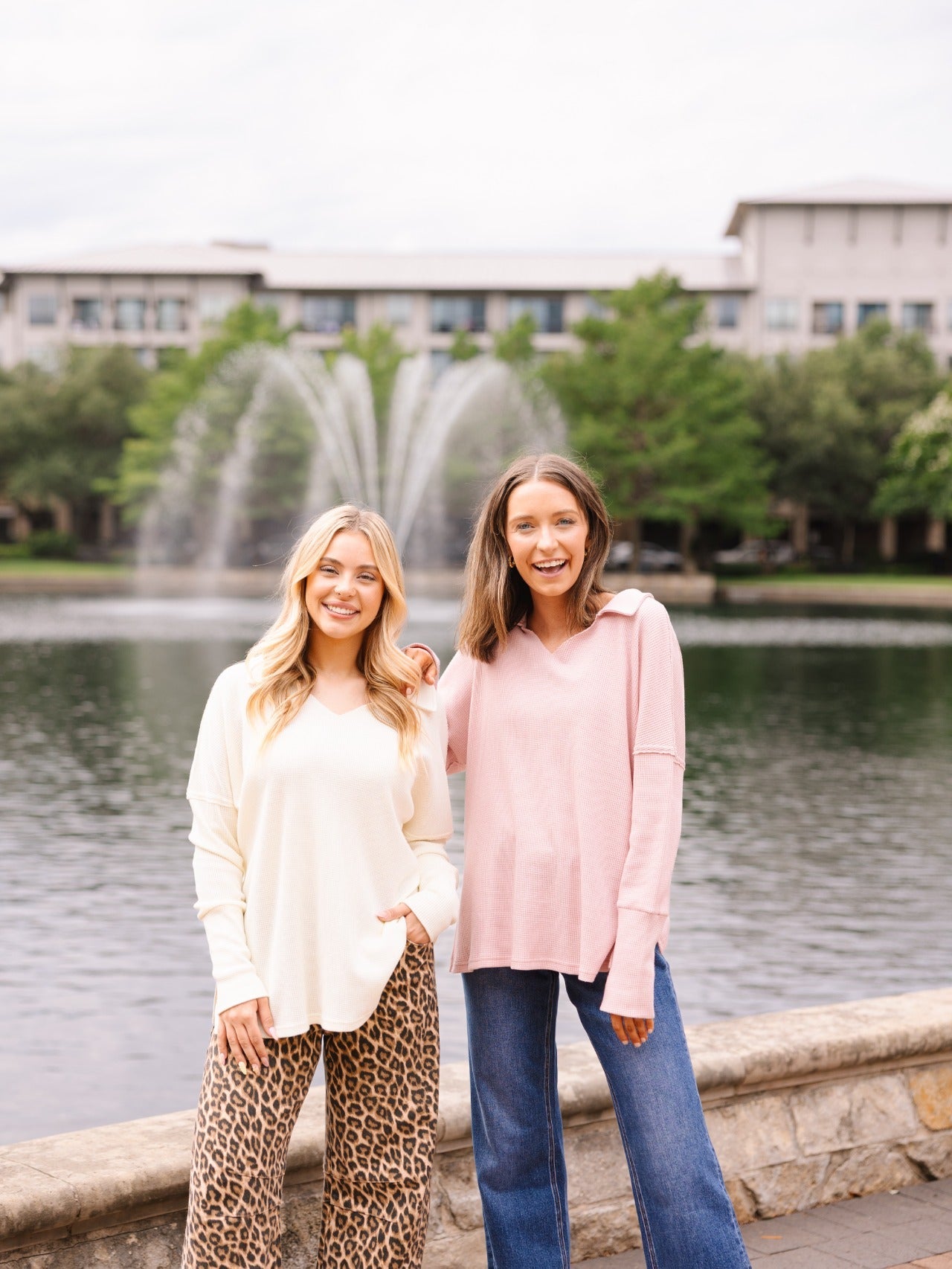 The Emilee Waffle Knit Long Sleeve Top - Ivory