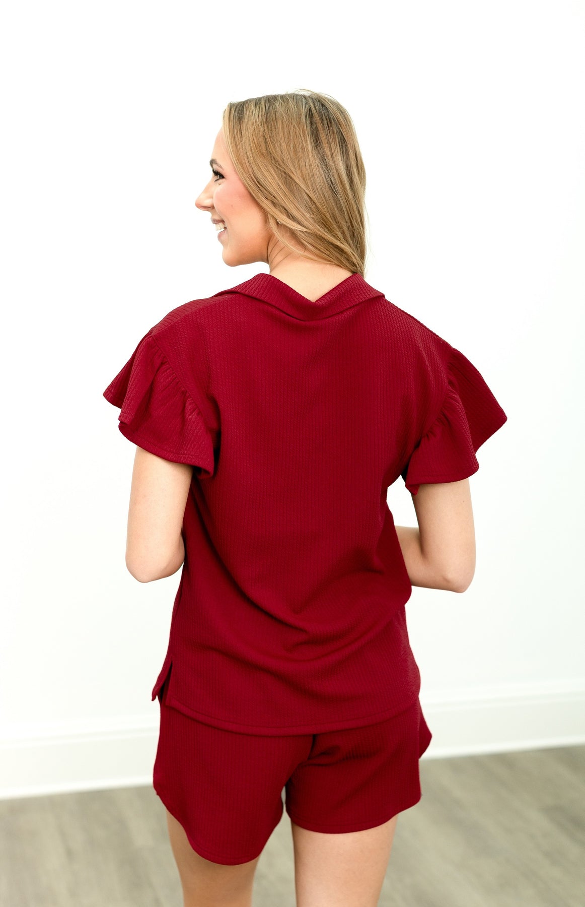 The Halee Knit Shorts - Maroon