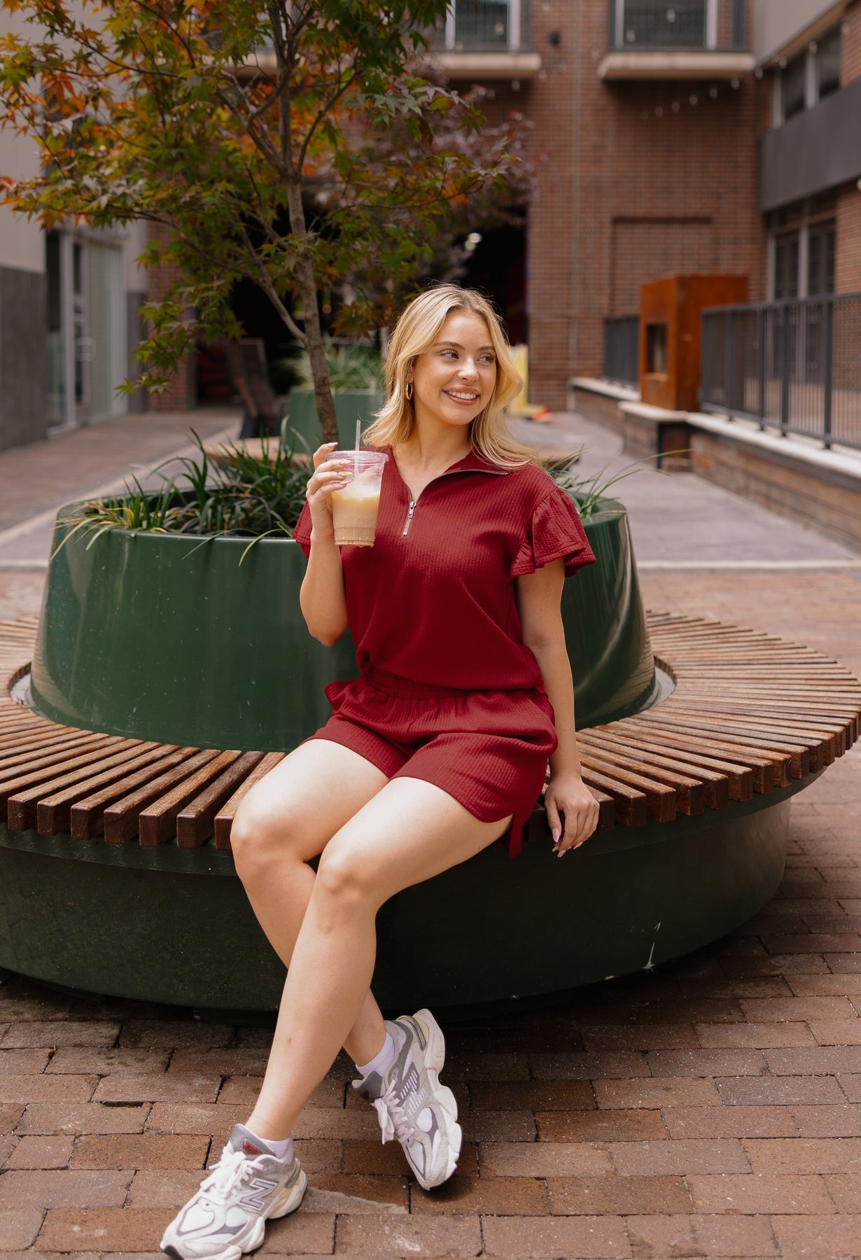 The Halee Knit Shorts - Maroon