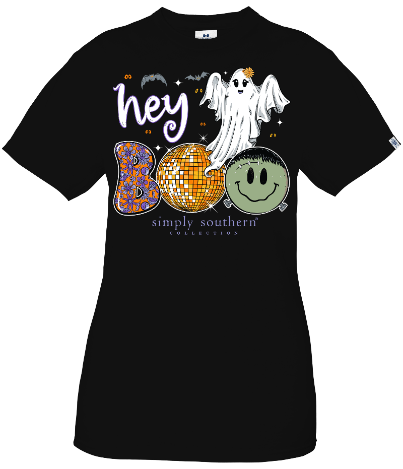FINAL SALE - YOUTH - Simply Southern - Hey Boo Halloween Short Sleeve Tee