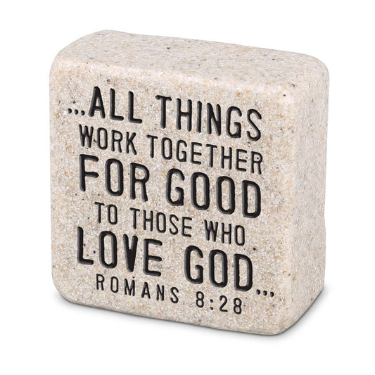 All Things Work Together - Stone Block Plaque, Romans 8:28
