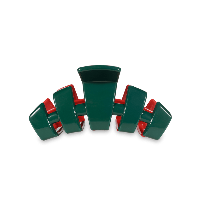 TELETIES - Classic Medium Hair Clip - Red & Green