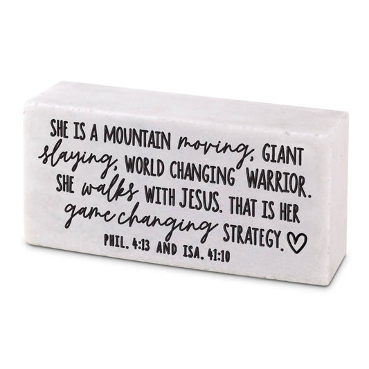 She Moves Mountains - Scripture Stone Plaque