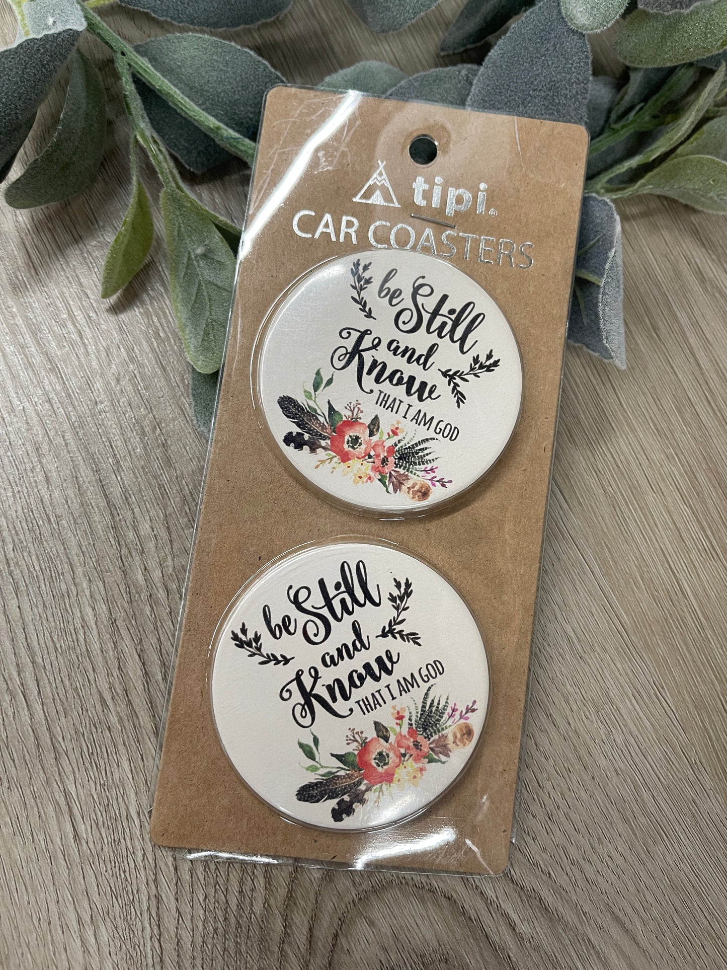 2 PC Be Still And Know That I Am God Inspirational Car Coaster Set
