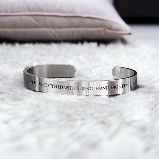 The Scripture Bangle : She is Clothed with Strength & Dignity