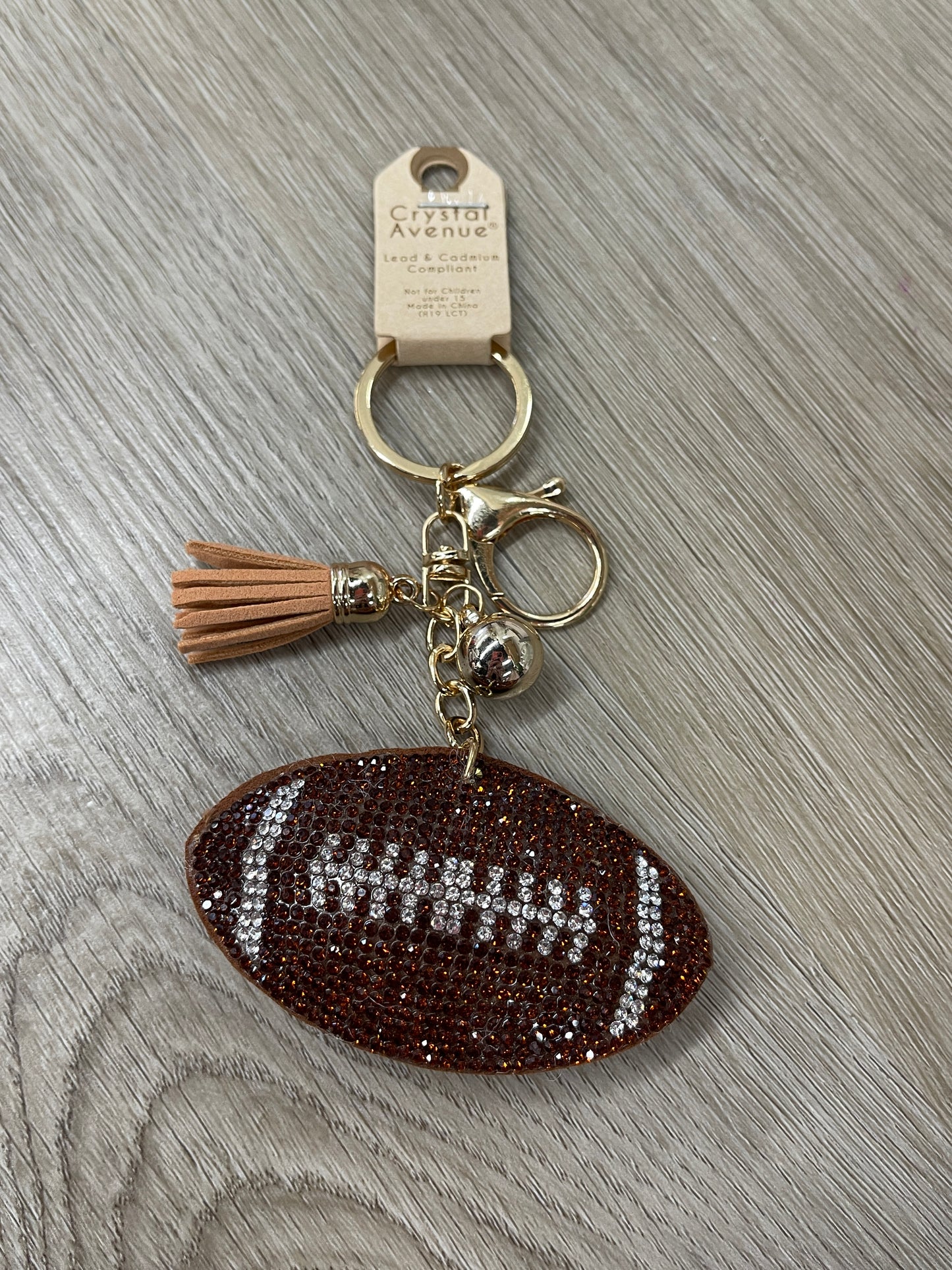 Football Crystal Puffy Keychain Purse Charm