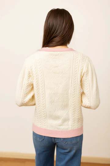 Beige and Pink Nutcracker Cardigan