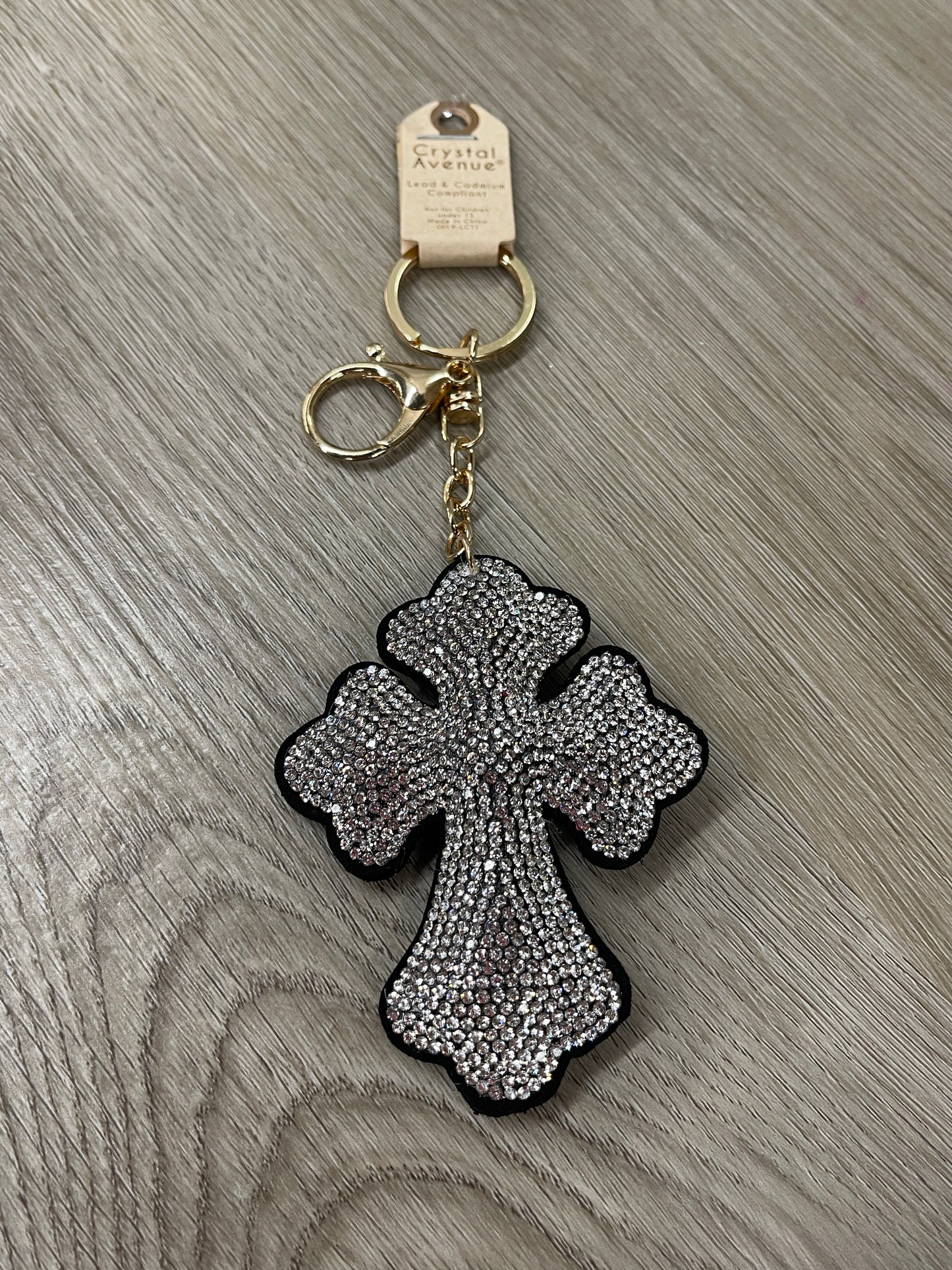Crystal Cross Puffy Keychain Purse Charm