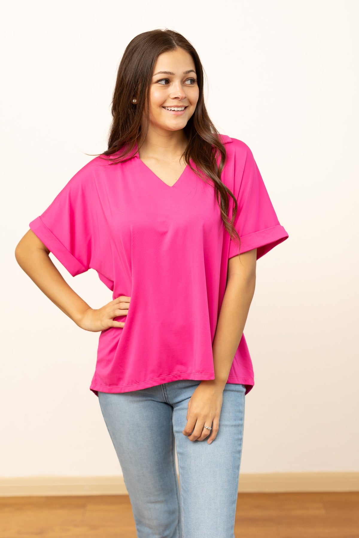 The Cara Collared Top - Pink