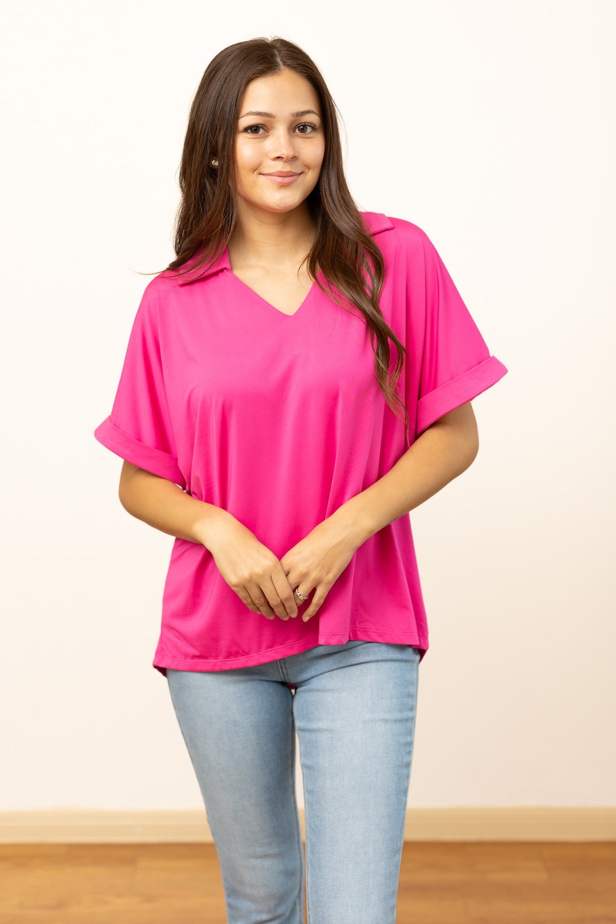 The Cara Collared Top - Pink