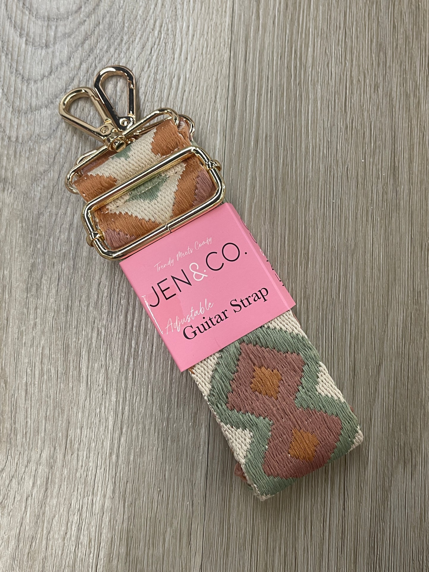 The Kate Guitar Strap - Boho Camel Sage