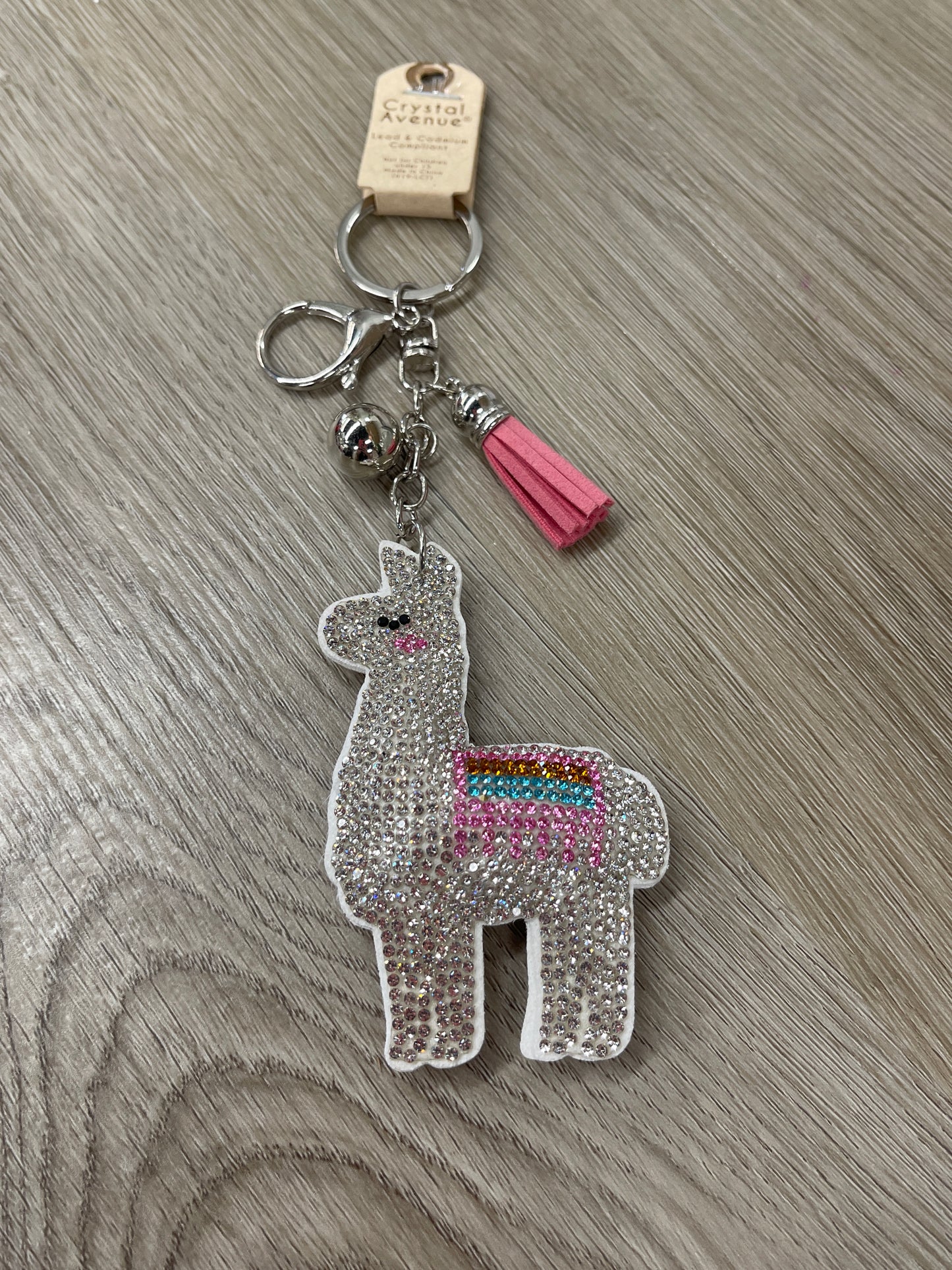 Llama Crystal Puffy Keychain Purse Charm
