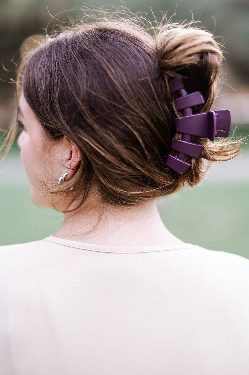 TELETIES - Classic Large Hair Clip - Burgundy Bliss