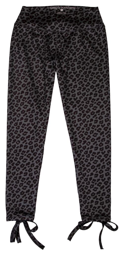 FINAL SALE - Simply Southern - Sport Bow Leggings - Grey Leopard