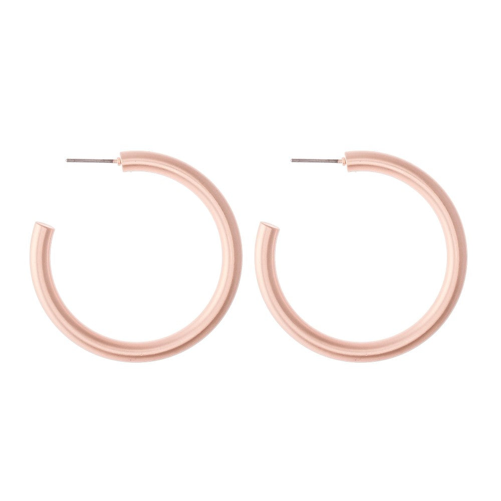 The Cora Hoop Earrings - Matte Rose Gold