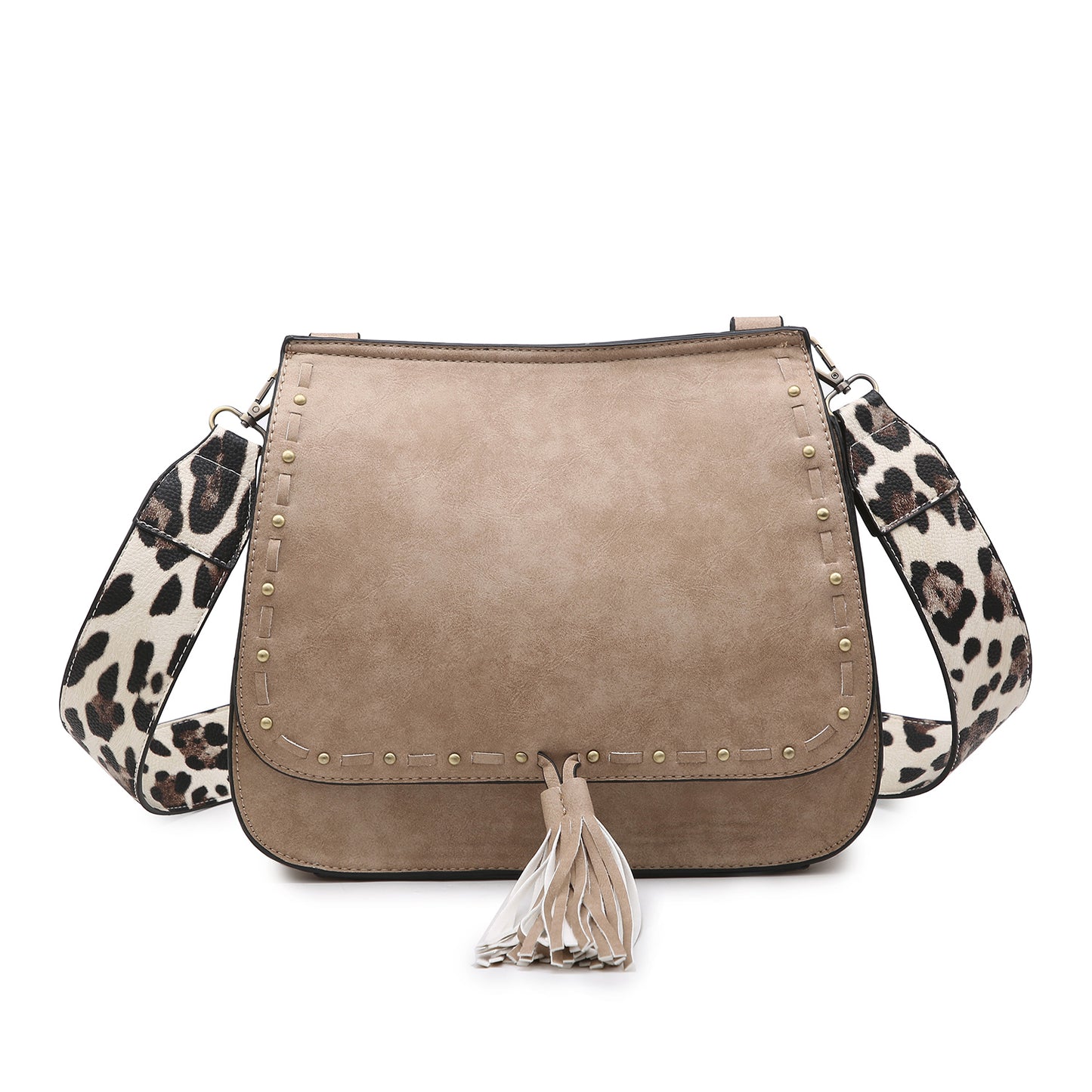 The Brinley Studded Crossbody Bag - Sand