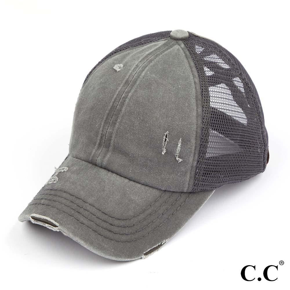CC Distressed Criss Cross Ponytail PonyCap (Asst. Colors) - The Hottest Cap Of The Season