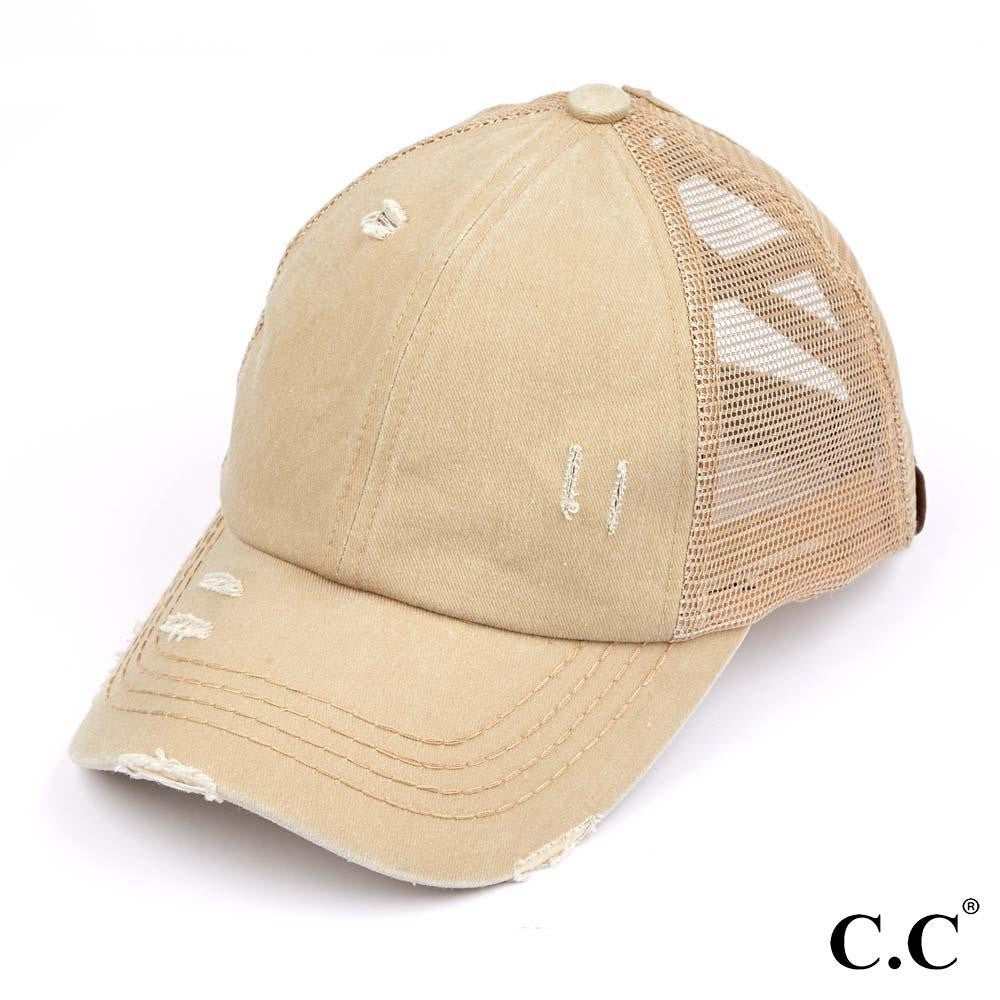 CC Distressed Criss Cross Ponytail PonyCap (Asst. Colors) - The Hottest Cap Of The Season