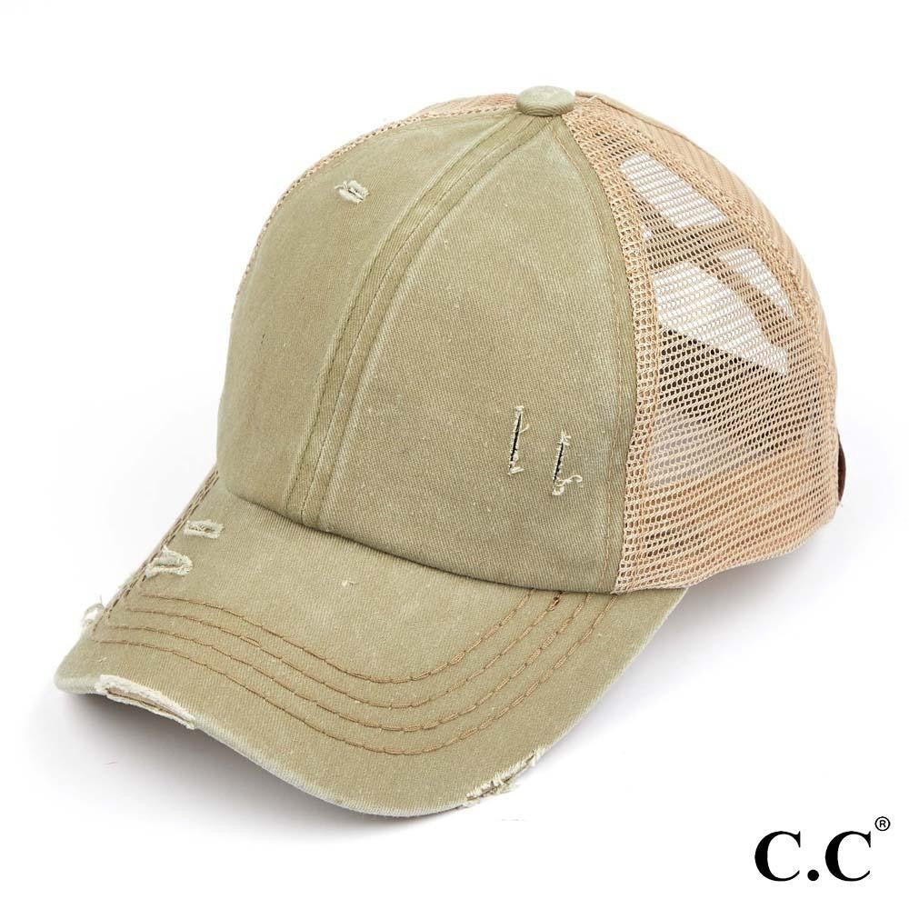 CC Distressed Criss Cross Ponytail PonyCap (Asst. Colors) - The Hottest Cap Of The Season
