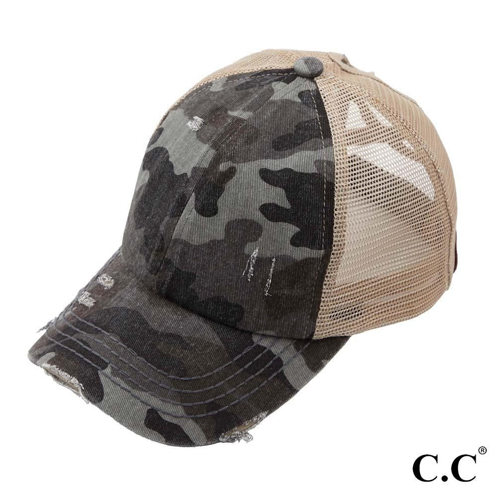 CC Distressed Criss Cross Ponytail PonyCap (Asst. Colors) - The Hottest Cap Of The Season