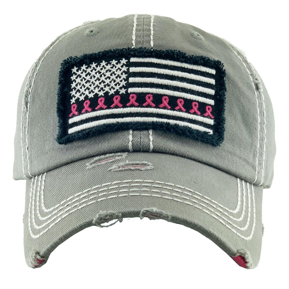 USA Breast Cancer Awareness Baseball Cap - Moss