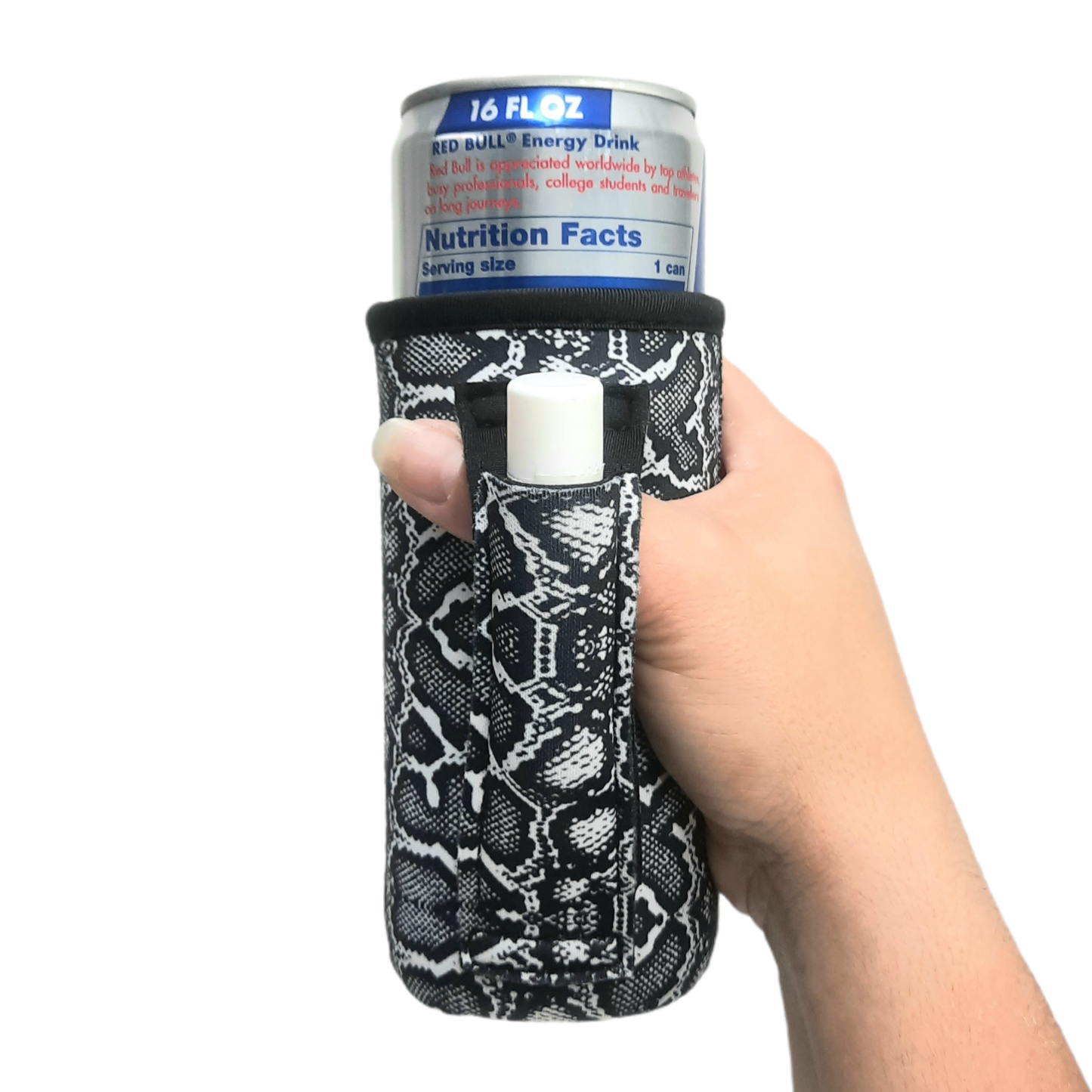 16oz Slim Can Koozie w/ Pocket Handle - Snakeskin