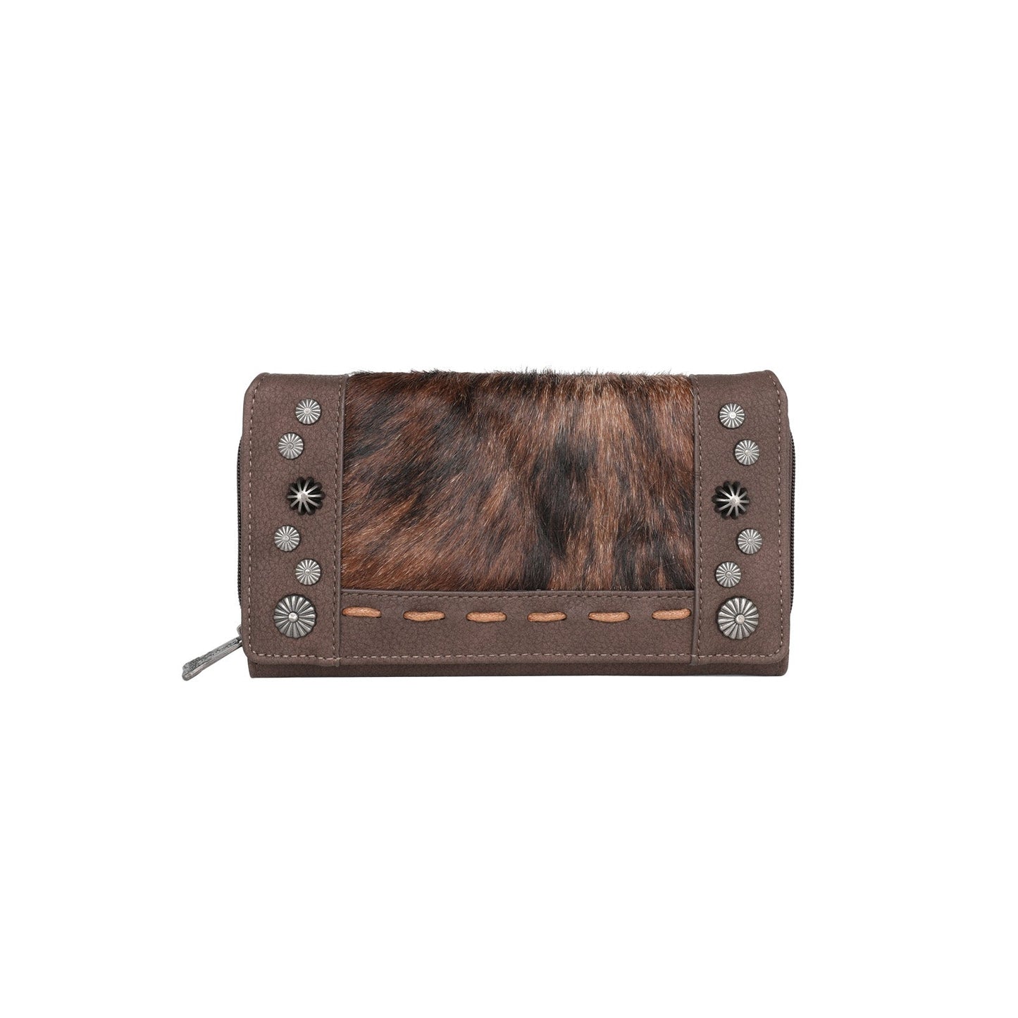 Trinity Ranch Hair-On Cowhide Collection Wallet - Coffee