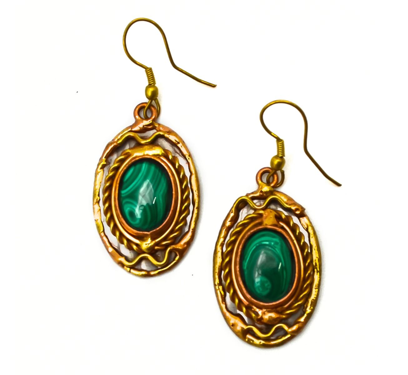FINAL SALE - Anju Jewelry Malachite Stone Mixed Metal Earrings