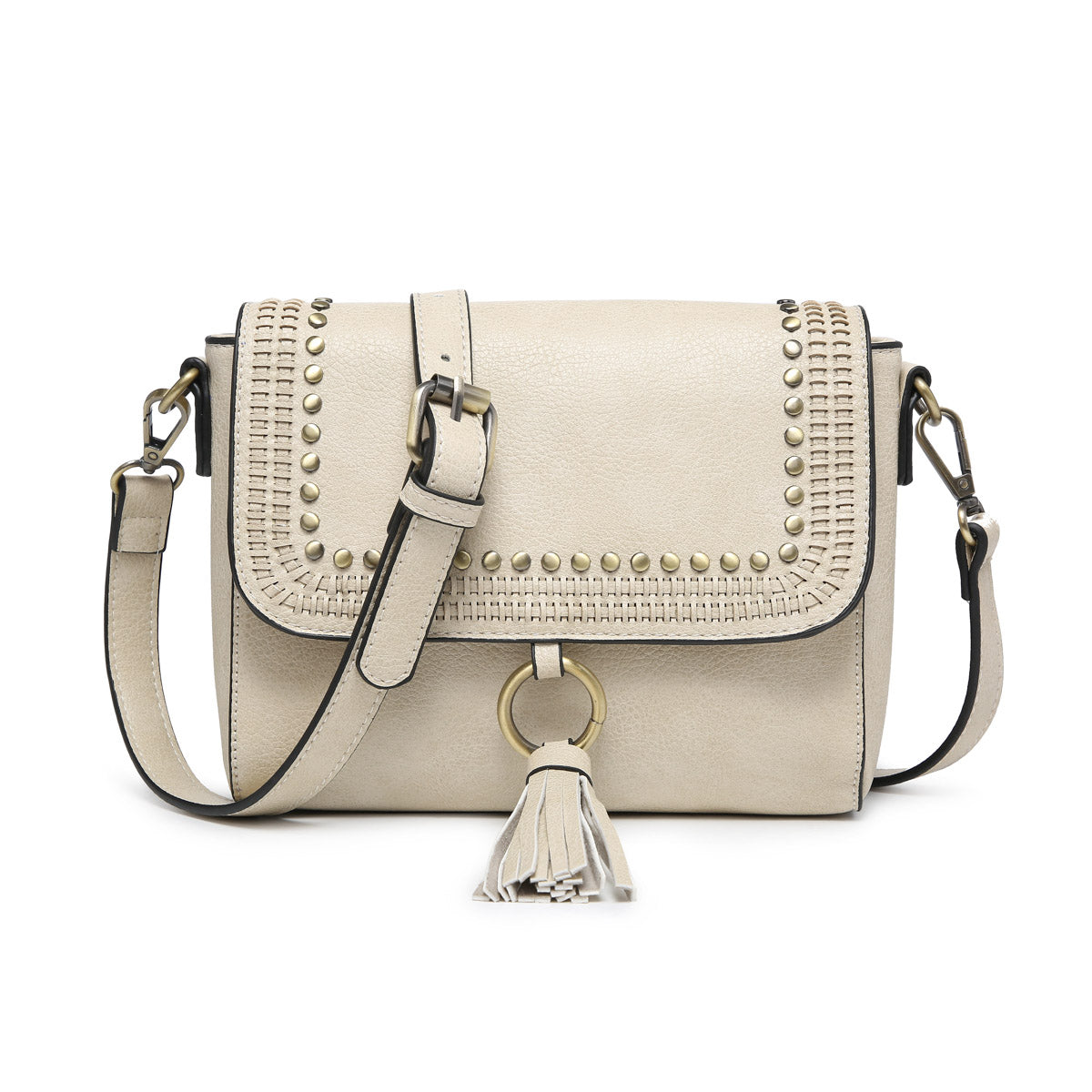 The Ellie Studded Crossbody Bag - Off White