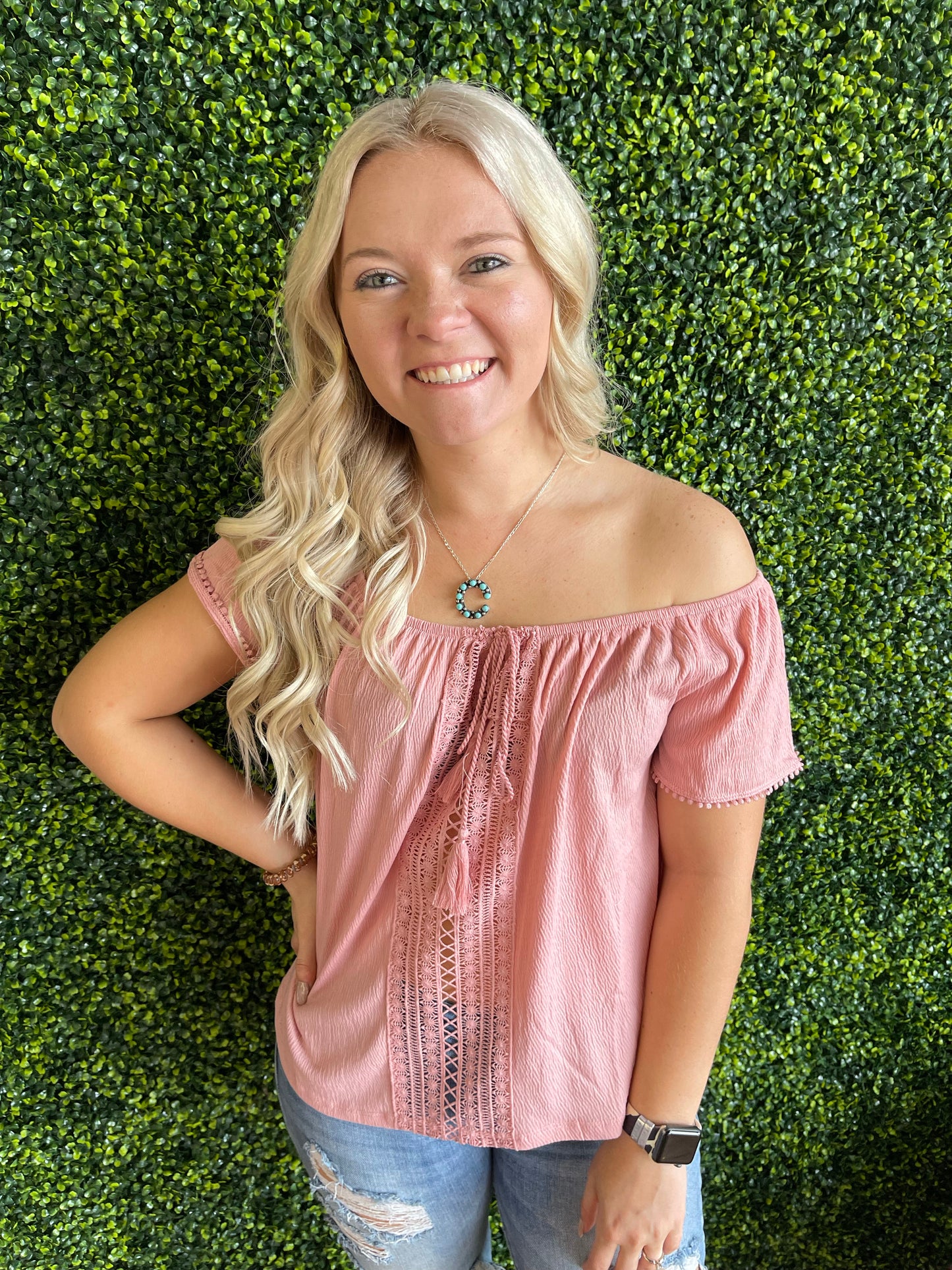 FINAL SALE - The Enna Lace Detail Pink Boho Blouse