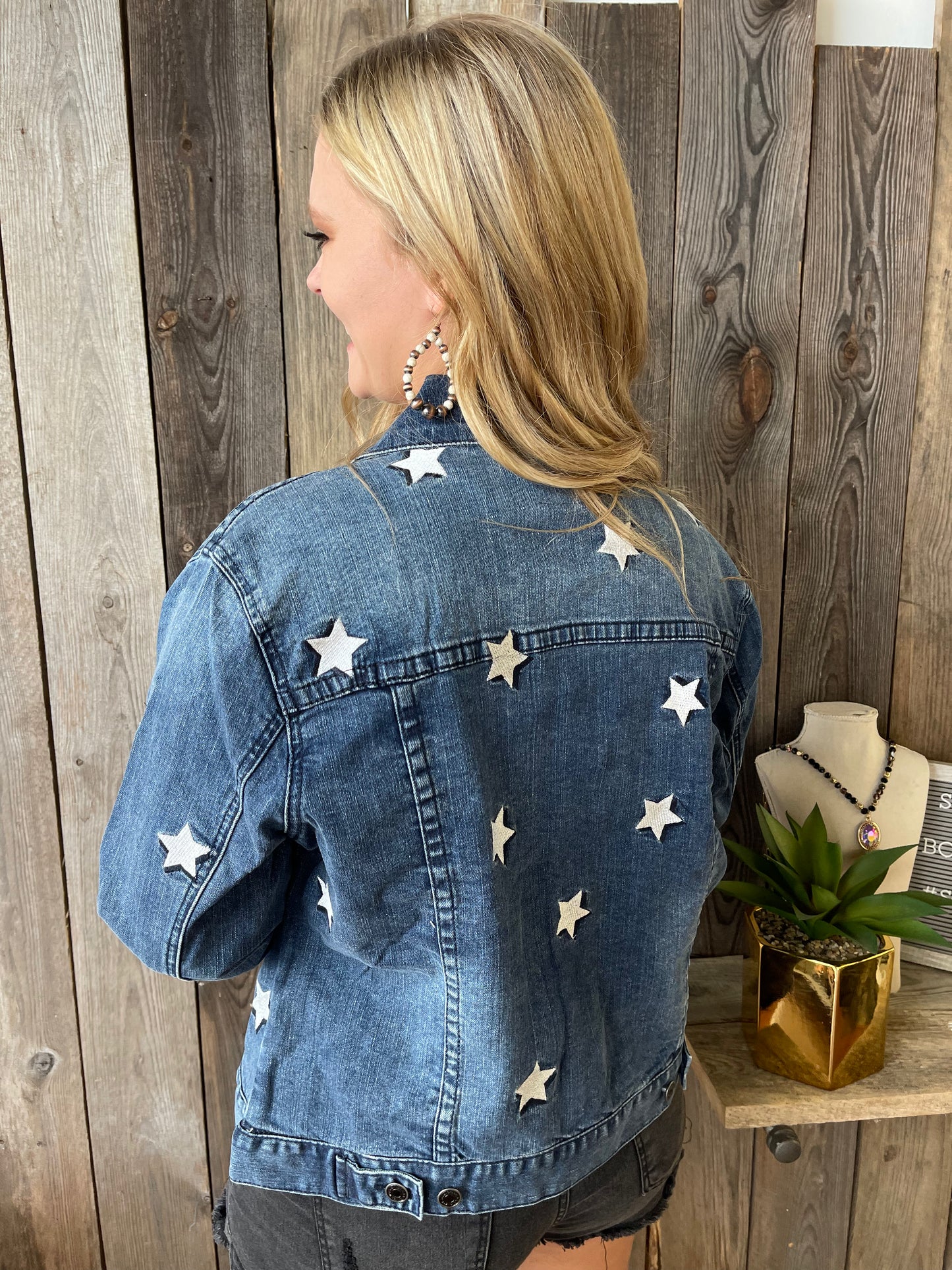FINAL SALE - The Kennedy Embroidered Star Denim Trucker Jacket