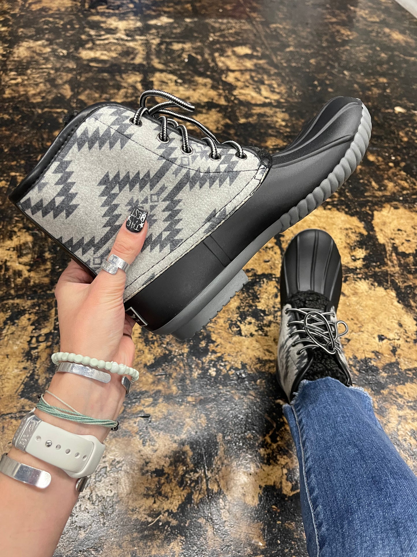 FINAL SALE - Simply Southern - Lace Up Duck Boots - Aztec