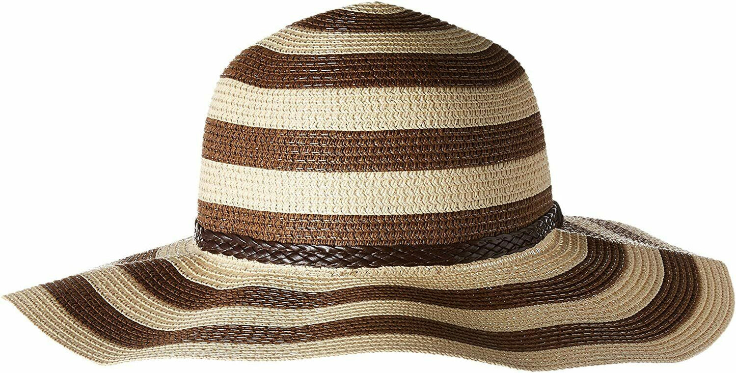 Roll-N-Go Beach Roll Up Travel Sun Hat - Brown/Tan Stripes