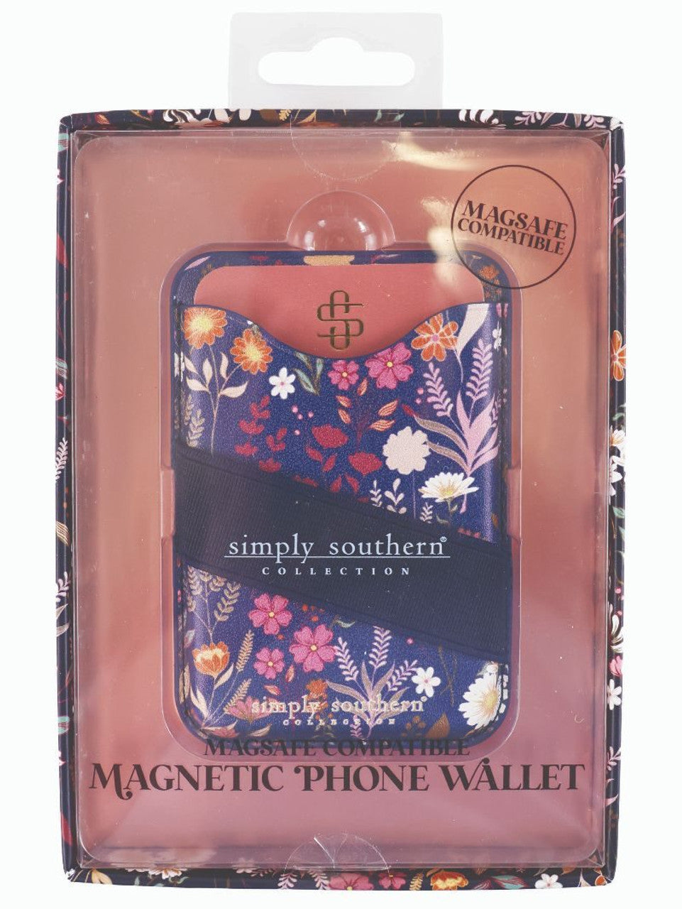 Simply Southern Magnetic Phone Wallet - Navy Flower Design