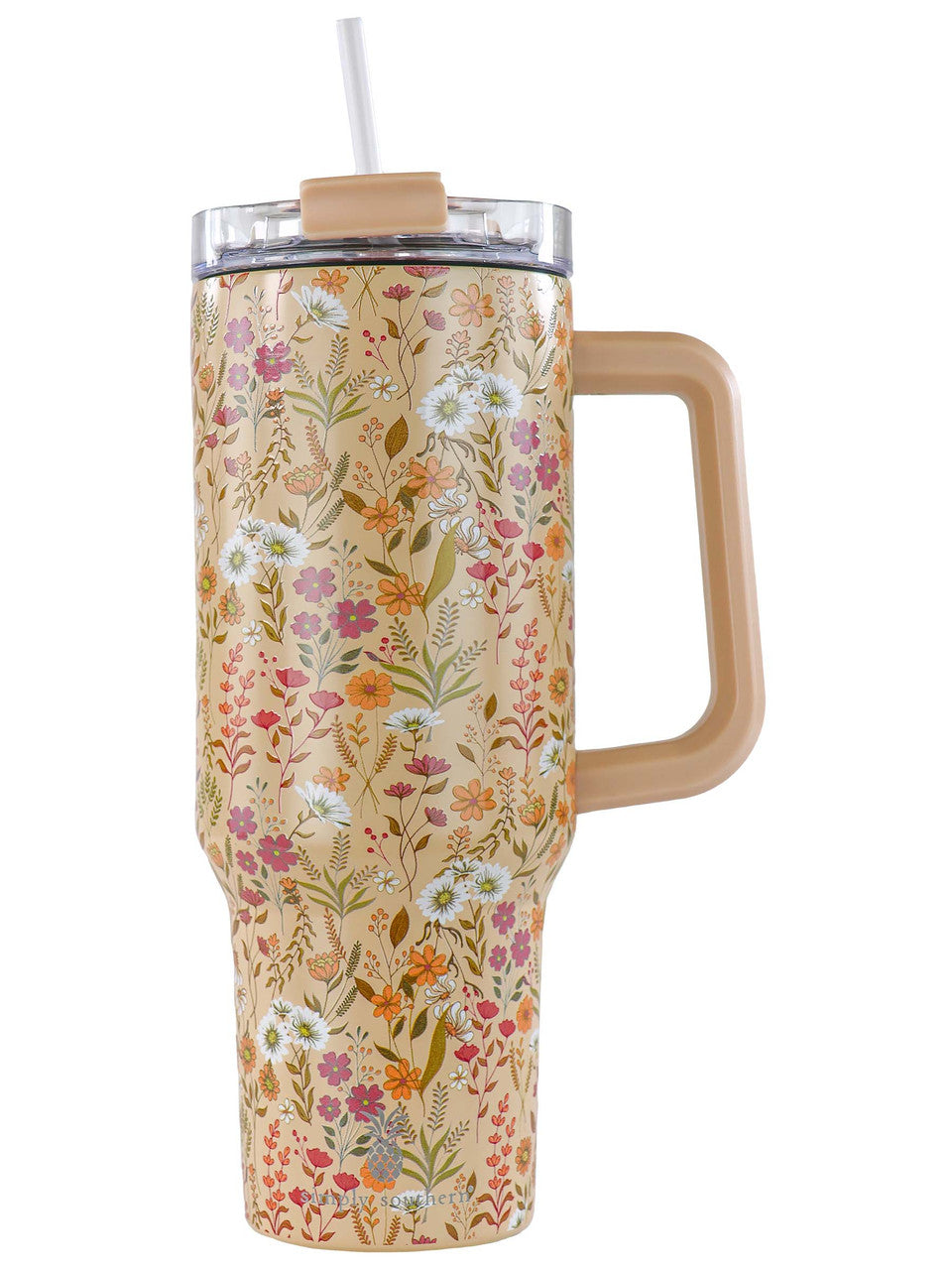 Simply Southern - 40oz Tumbler - Tan Flowers