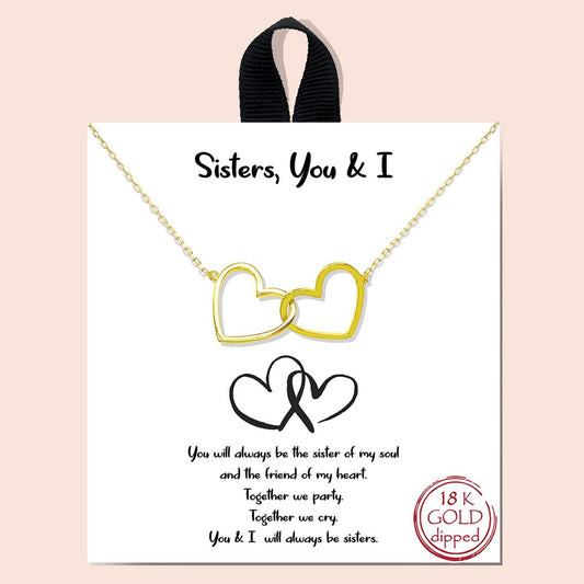 The Sisters Heart Necklace - Gold