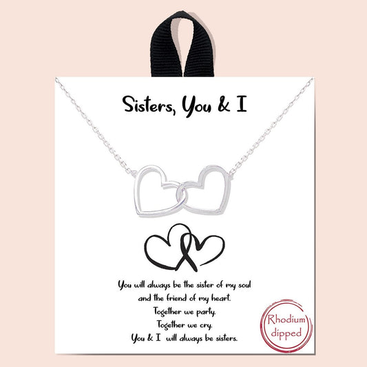 The Sisters Heart Necklace - Silver