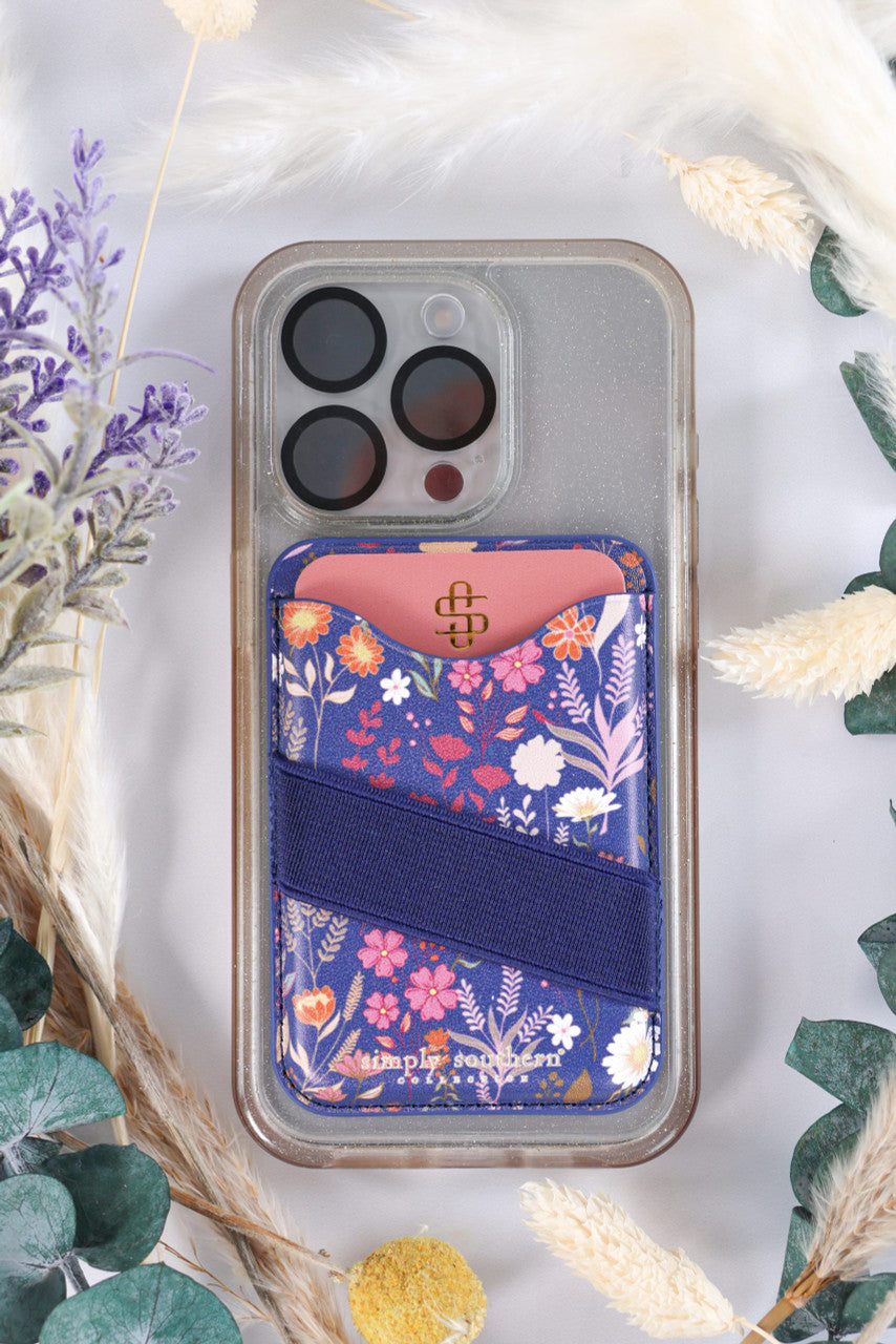 Simply Southern Magnetic Phone Wallet - Navy Flower Design