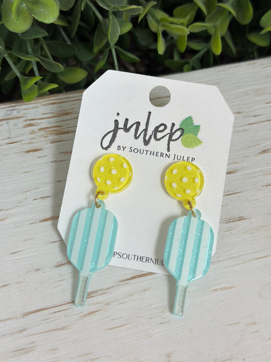 The Pickleball Paddle Earrings - Blue