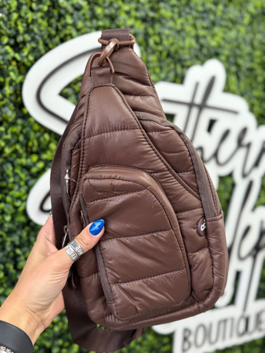 The Mindy C.C. Puff Sling Bag - Brown