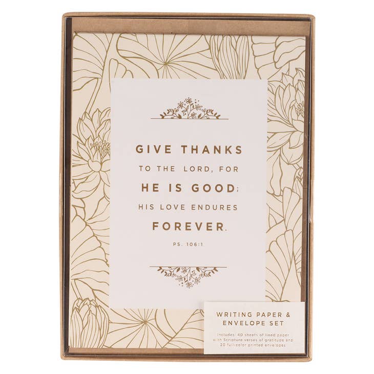 Give Thanks Writing Paper and Envelope Set - Psalm 106:1